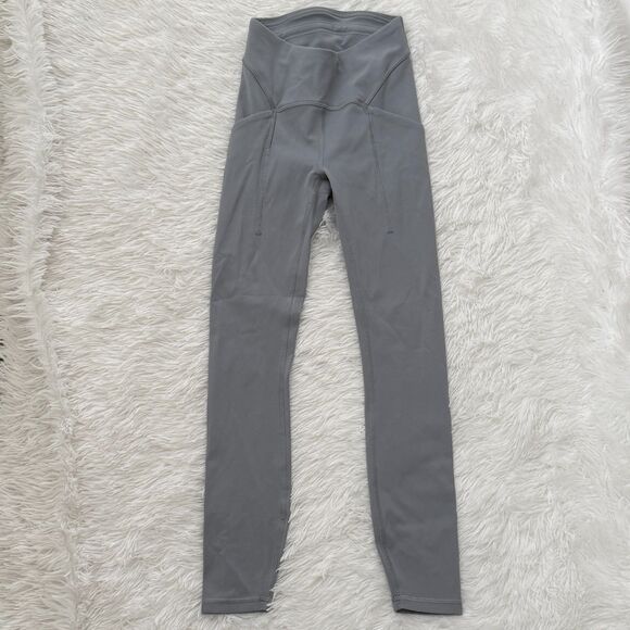 Women Lululemon Power Thru High-Rise Tight 25" Pockets in Rhino Grey Size 0 - Picture 4 of 10